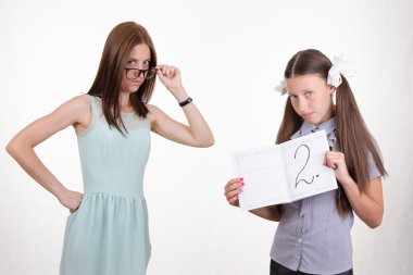 Strict teacher and student frustrated deuce clipart