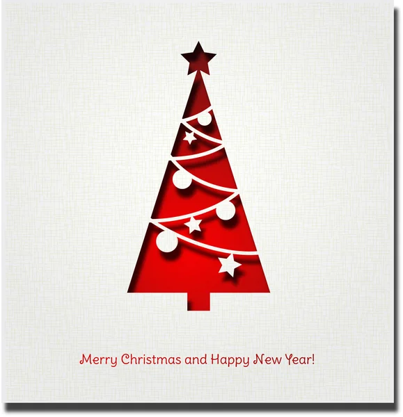 Χριστούγεννα χαιρετισμό. εικονογράφηση με το δέντρο στο φύλλο χαρτί — Διανυσματικό Αρχείο