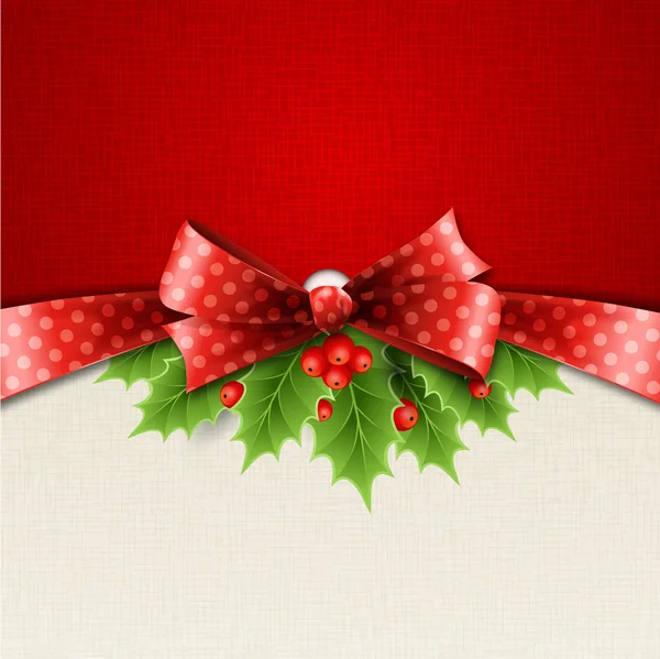 Christmas card with red ribbon — Stock Vector