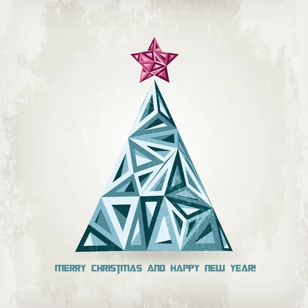 Arbre de Noël rétro Grunge — Image vectorielle