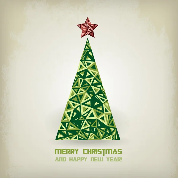 Grunge retrogreen kerstboom — Stockvector