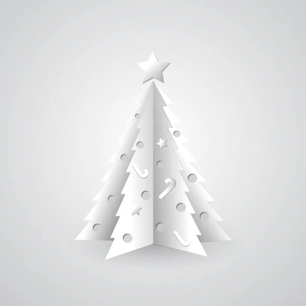 Christmas greeting white tree — Stock Vector