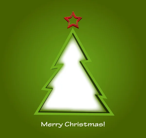 녹색 배경에 흰색 크리스마스 트리 — 스톡 벡터