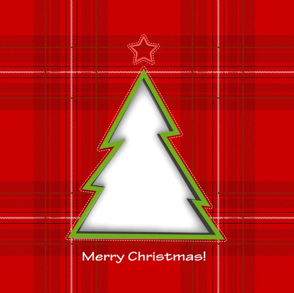 Décoration de Noël avec arbre de Noël sur rouge — Image vectorielle