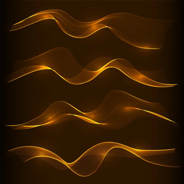 Karanlık vektör arkaplanı üzerinde parlak renk dalgaları — Stok Vektör