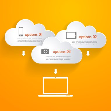 Infographic öğeler ve simgeler ile ağ bulutlar