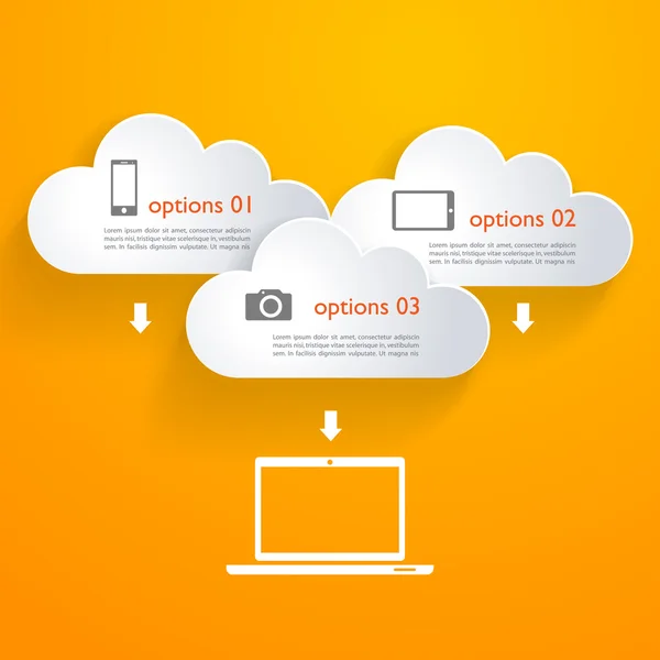 Netwerk wolken met infographic elementen en pictogrammen — Stockvector