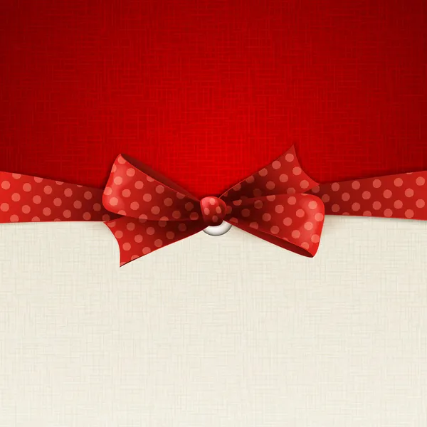 Holiday background with red polka dots bow — Stockový vektor