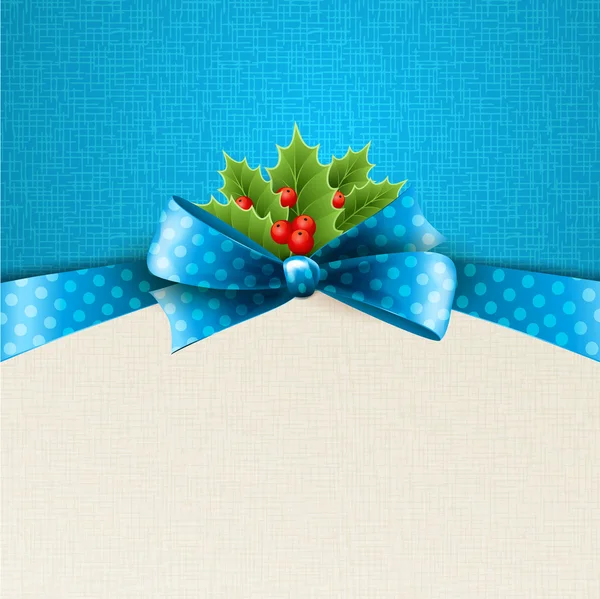 弓とホリーとクリスマスの背景をベクトルします。 — ストックベクタ