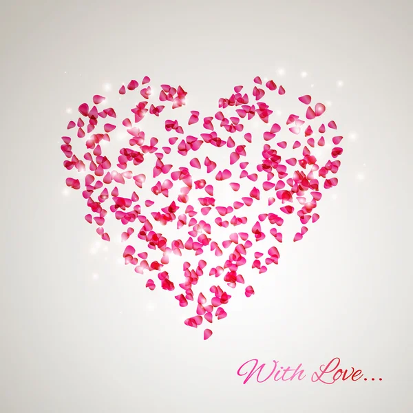 Coeur des doux pétales de rose — Image vectorielle