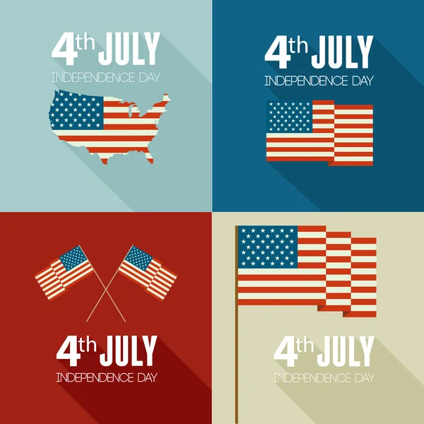 Il giorno dell'indipendenza americana. Design piatto — Vettoriale Stock