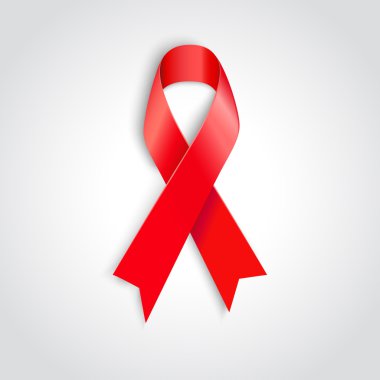 AIDS bilinçlendirme kırmızı kurdele beyaz zemin üzerine.