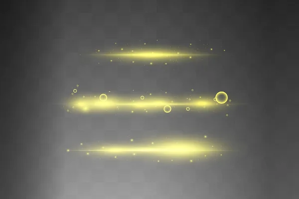 Abstract yellow laser beam. Transparent isolated on black background. Vector illustration.the lighting effect.floodlight directional — Stock Vector