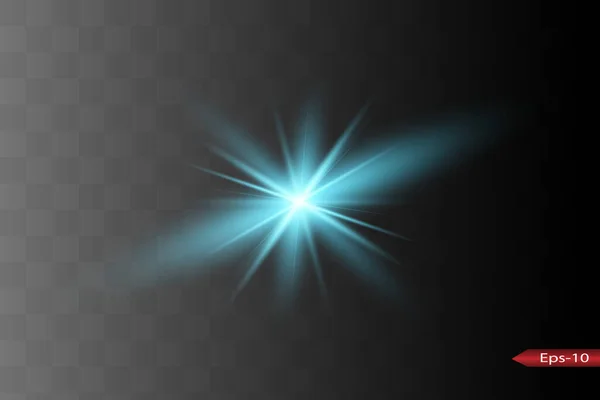 Glow geïsoleerd blauw licht effect, lens flare — Stockvector