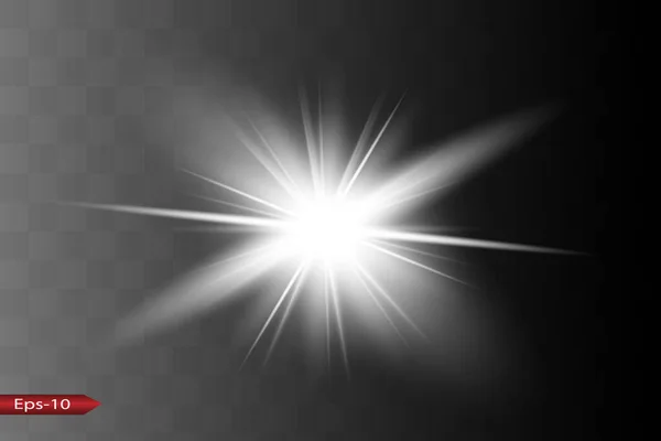 Glow geïsoleerd wit licht effect, lens flare — Stockvector