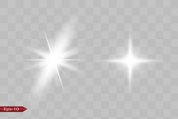 グロー隔離された白色光の効果、レンズフレア — ストックベクタ