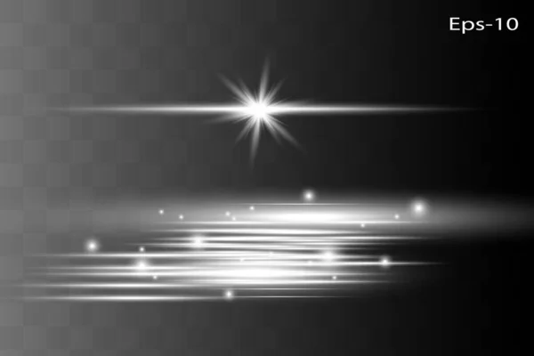 Abstracte witte laserstraal. Transparant geïsoleerd op zwarte achtergrond. Vector illustratie.Het lichteffect.Floodlight richting — Stockvector