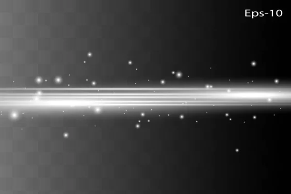 Abstracte witte laserstraal. Transparant geïsoleerd op zwarte achtergrond. Vector illustratie.Het lichteffect.Floodlight richting — Stockvector