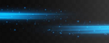 Soyut mavi lazer ışını. Siyah arkaplanda şeffaf izole edilmiş. Vektör illüstrasyonu. Işıklandırma efekti.