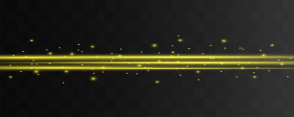 Rayo láser amarillo abstracto. Aislado transparente sobre fondo negro. Vector illustration.the iluminación effect.floodlight direccional — Vector de stock