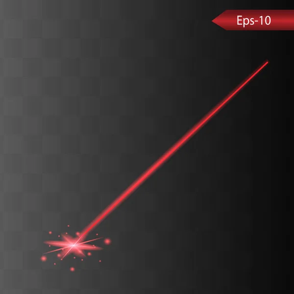 Sinar laser merah abstrak. Transparan terisolasi pada latar belakang hitam. Vektor ilustrasi.the lampu efekt.floodlight directional - Stok Vektor