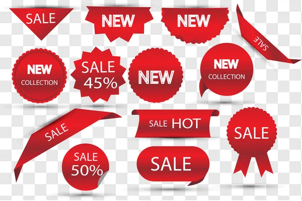 Set of red sale banners isolated. Vector 3d scrolls. — Stock Vector
