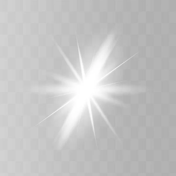 Λάμψη απομονωμένο λευκό φως επίδραση, φωτοβολίδα φακού — Διανυσματικό Αρχείο