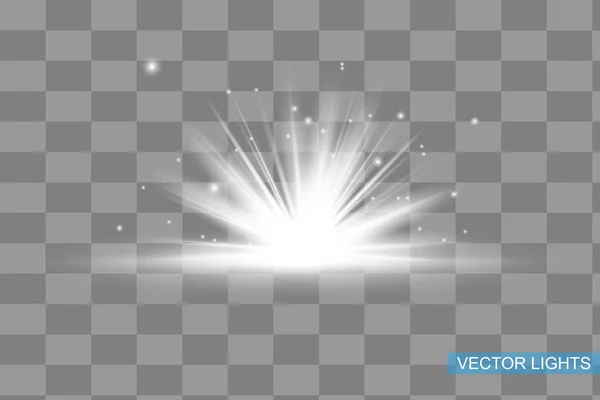 Zářit Izolované Bílé Světlo Efekt Objektiv Světlice — Stockový vektor