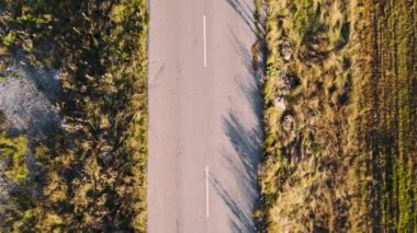 Road Reveal Fields İHA Hava Görüntüsü Yukarıdan Aşağı Yükseliyor