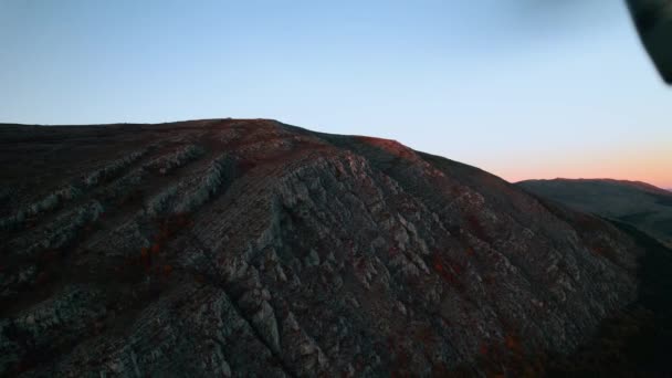 Mountain Autumn Sunset Orbit Drone Aerial View — ストック動画
