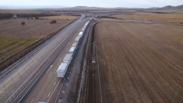 Marsh Farm Land Truck Line Main Road Tracking Drone Aerial — Vídeo de stock