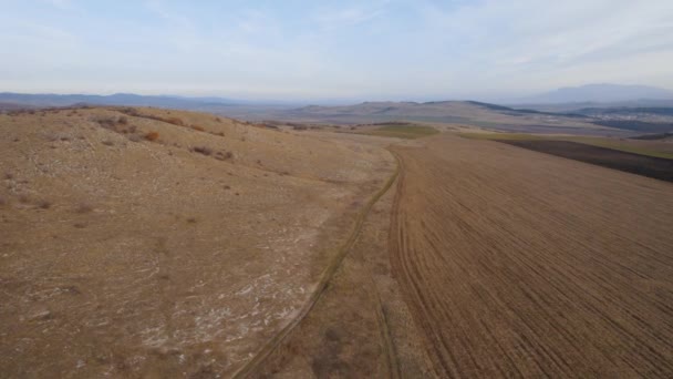 Marsh Farm Land Horizontal Drone Aerial View — Stockvideo