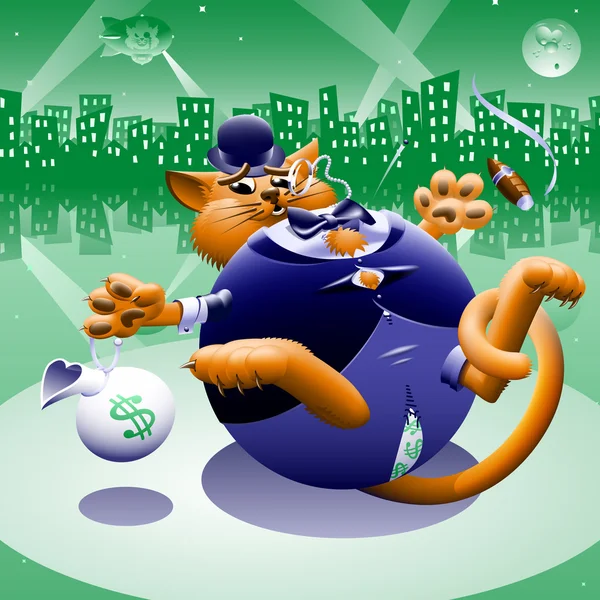 Fette Katze 2: Greenback-Stadt — Stockvektor