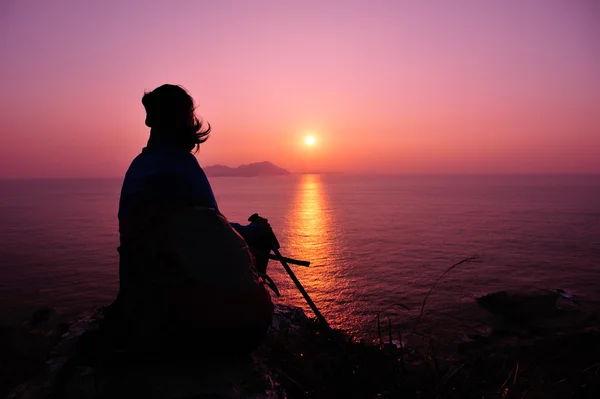 A ver o nascer do sol no mar — Fotografia de Stock
