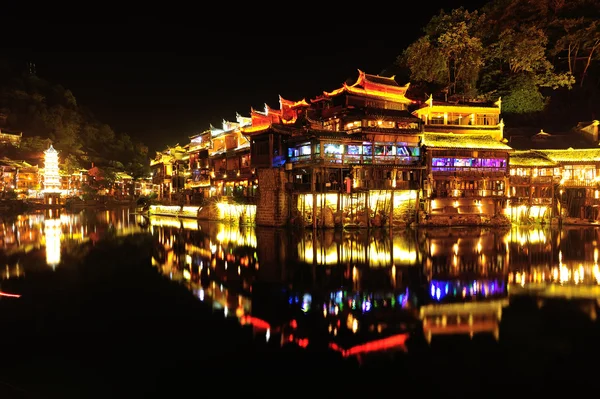 Beautiful night view atancient town — Stock Photo, Image