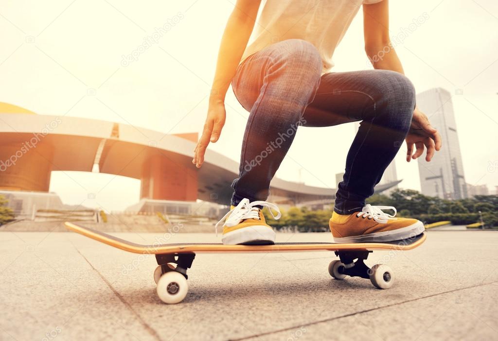 Woman skateboarding