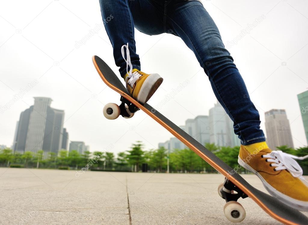 Woman skateboarding
