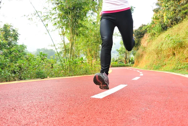 Runner athlete running at tropical park — Stock Photo, Image