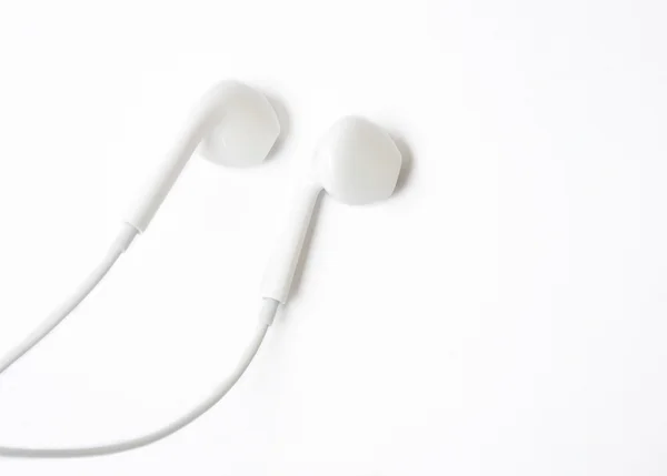 Muzyka białe słuchawki — Zdjęcie stockowe