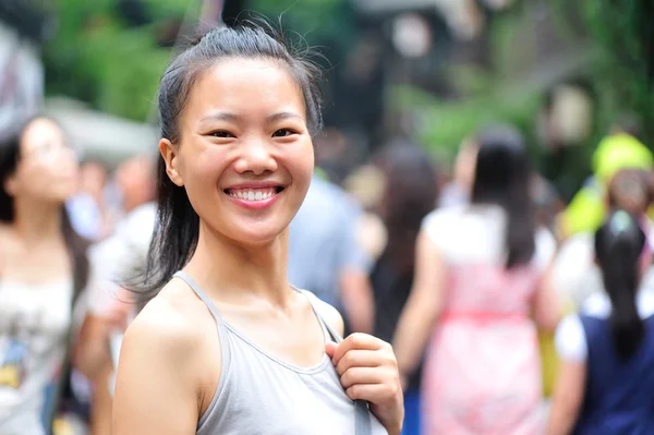 Asiática mujer turista en jinli calle , — Foto de Stock