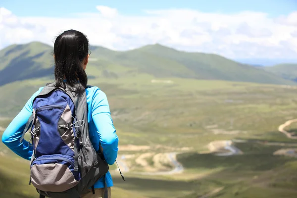 Jubelnde Wanderfrauen auf dem Berggipfel — Stockfoto