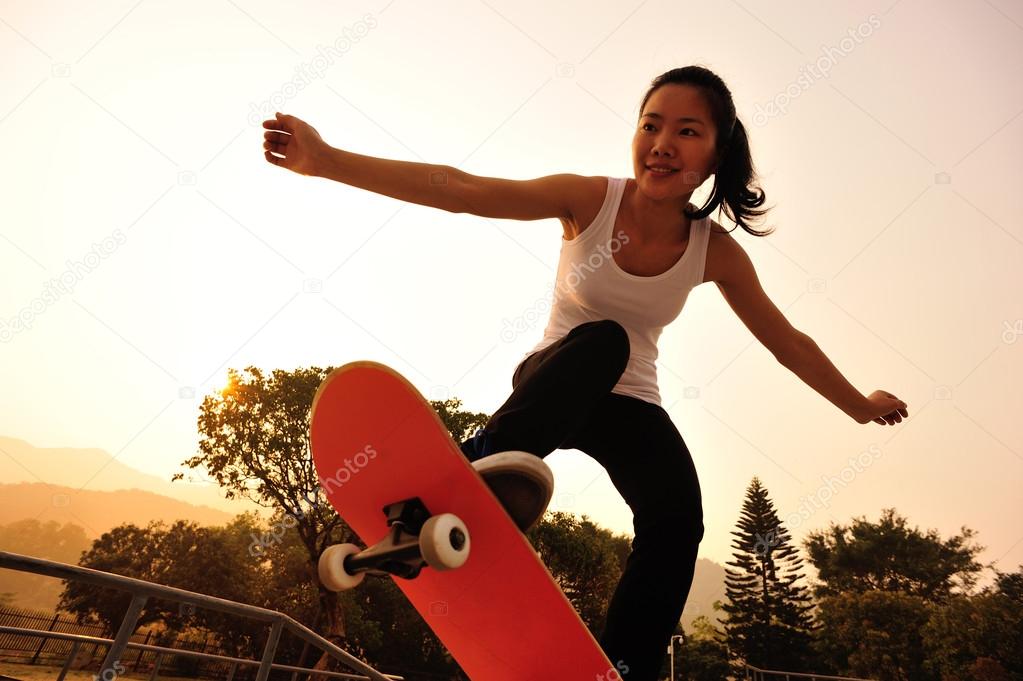 Woman skateboarder
