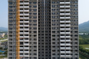 Çin 'deki çok katlı apartman inşaatının havadan görüntüsü