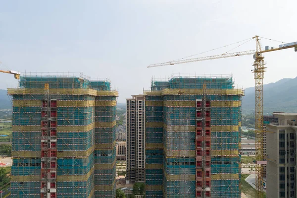 中国多层公寓建筑工地的空中景观 — 图库照片