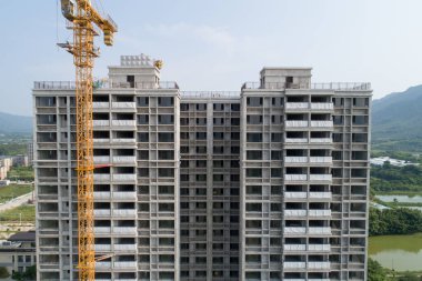 Çin 'deki çok katlı apartman inşaatının havadan görüntüsü