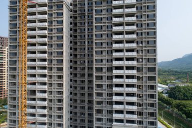 Çin 'deki çok katlı apartman inşaatının havadan görüntüsü