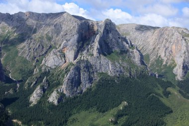 Mavi gökyüzünün altındaki yüksek rakımlı dağ manzarası