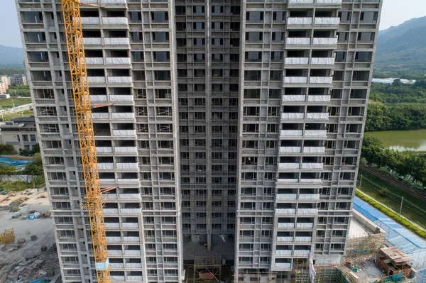 Çin 'deki çok katlı apartman inşaatının havadan görüntüsü