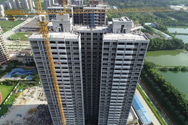 Aerial view of multistory apartment construction site in China