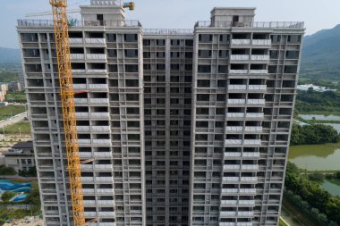 Çin 'deki çok katlı apartman inşaatının havadan görüntüsü